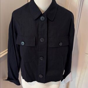 Zara Black jacket with black and white stripe lining